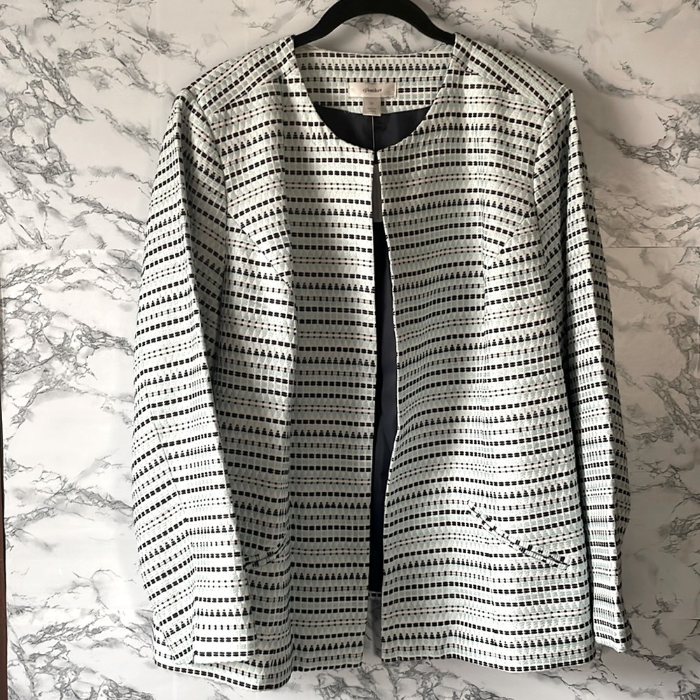 CJBanks 2X NWT White/Aqua/Navy print Jacket